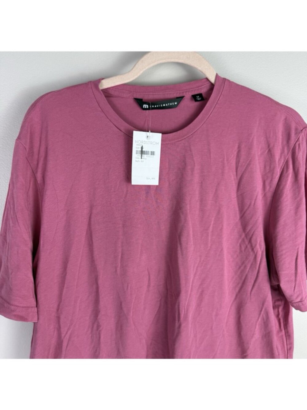 TravisMathew Men Mauve Pink Crew Neck T-Shirt Medium Modal Cotton Golf Flaw - Picture 6 of 9